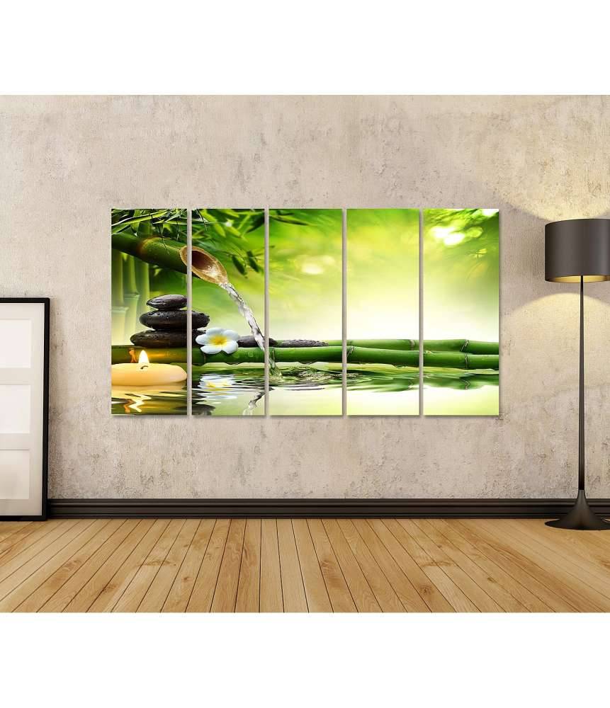 Islandburner Bild auf Leinwand Zen-Garten mit fließendem Wasser und harmonisch arrangierten Spa-Steinen im Angebot