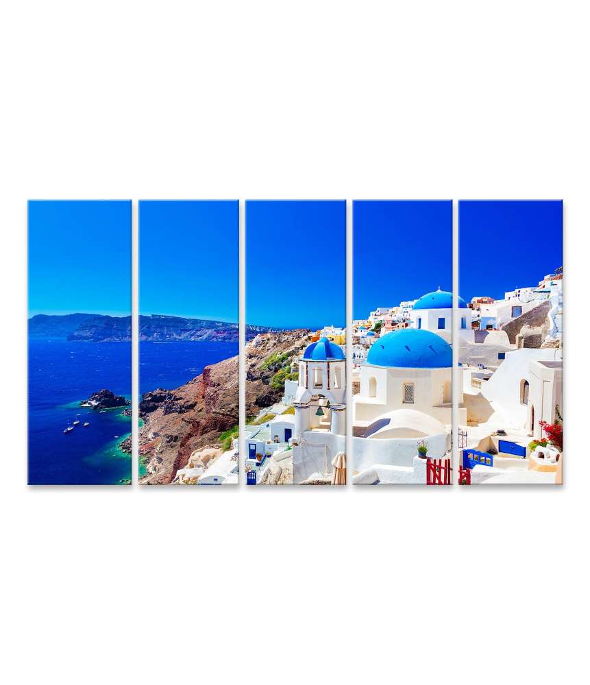 Islandburner Bild auf Leinwand Blaue Kuppeln von Oia, einer Stadt auf der griechischen Insel Santorini