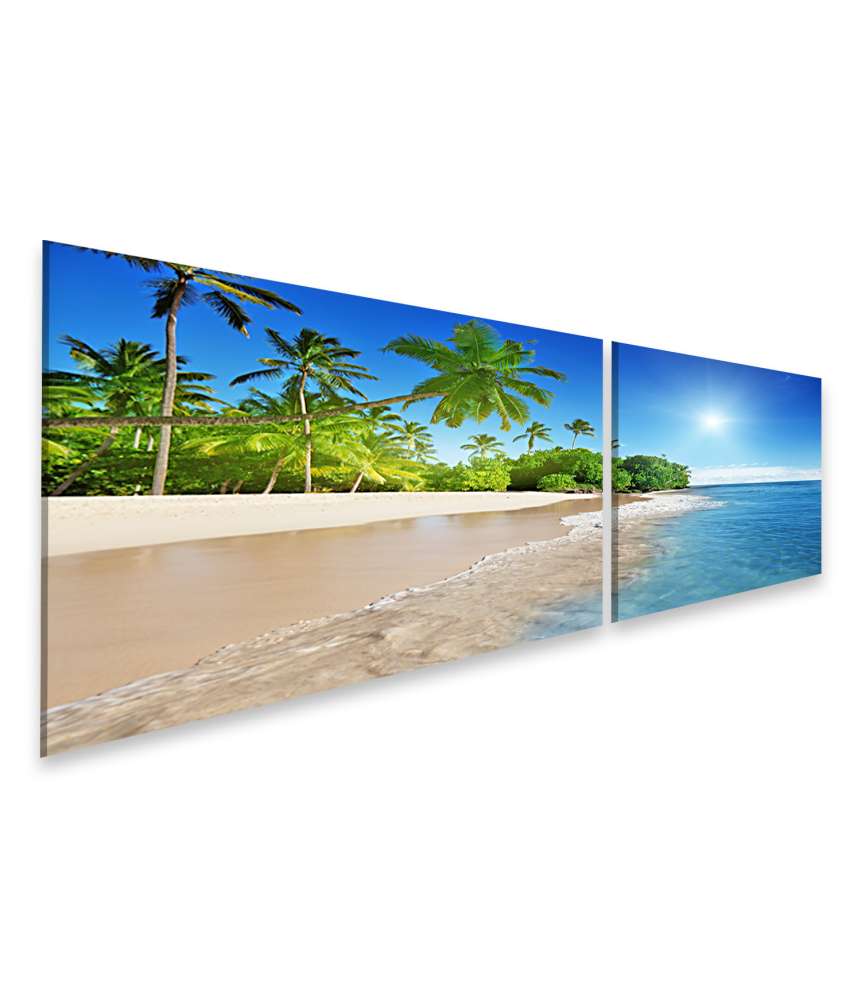 Islandburner Bild auf Leinwand Bild von einem idyllischen karibischen Meer mit hübschen Palmen