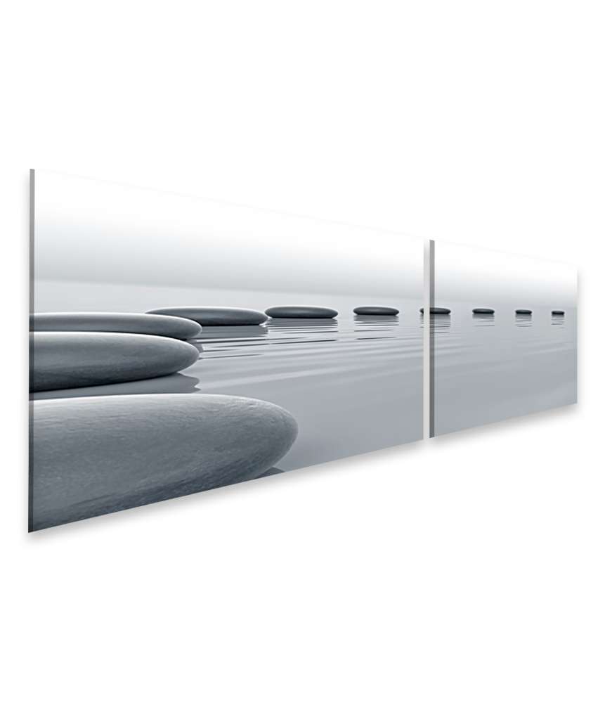 Islandburner Bild auf Leinwand Zen-Steine formen einen meditativen Kreis im Wasser - Spa-Wandbild