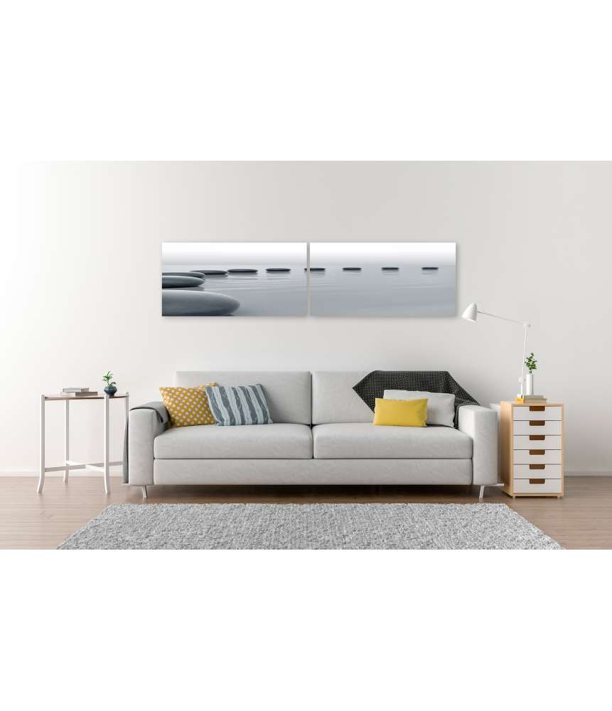 Islandburner Bild auf Leinwand Zen-Steine formen einen meditativen Kreis im Wasser - Spa-Wandbild Sonderangebot