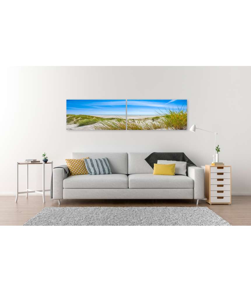 Islandburner Bild auf Leinwand Atemberaubendes Wandbild von Dünen und Strand auf Amrum, Nordsee Begrenztes Angebot
