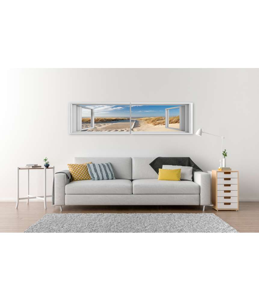 Islandburner Bild auf Leinwand Blick aus dem Fenster auf den Weg zum Strand von Langeoog Osterangebot