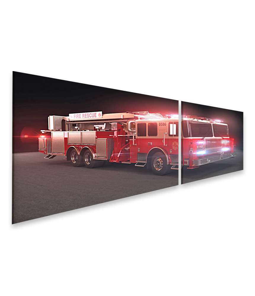 Islandburner Bild auf Leinwand Lebhaftes Wandbild eines Feuerwehrautos mit Lichtern fürs Kinderzimmer Neueste Mode