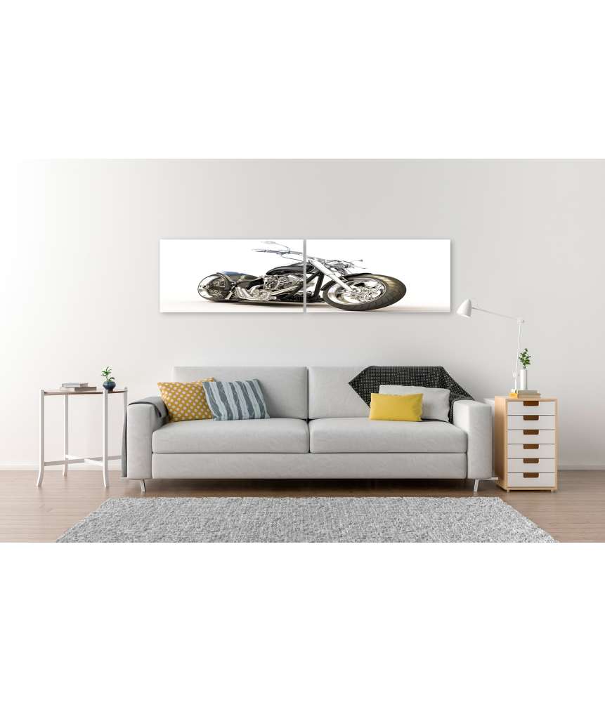 Islandburner Bild auf Leinwand Chopper-Motorrad auf reinweißem Hintergrund als Wandbild Online Outlet