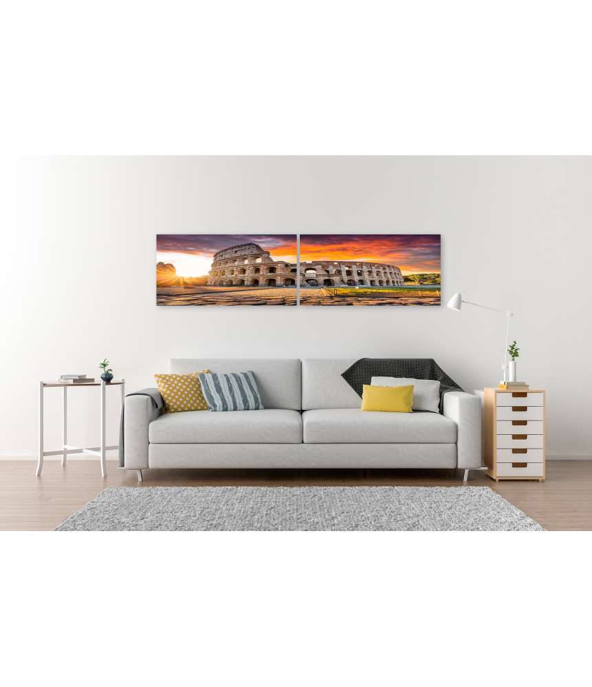 Islandburner Bild auf Leinwand Sonnenaufgang über dem Kolosseum in Rom, Italien - Sommerurlaubszene Bestseller