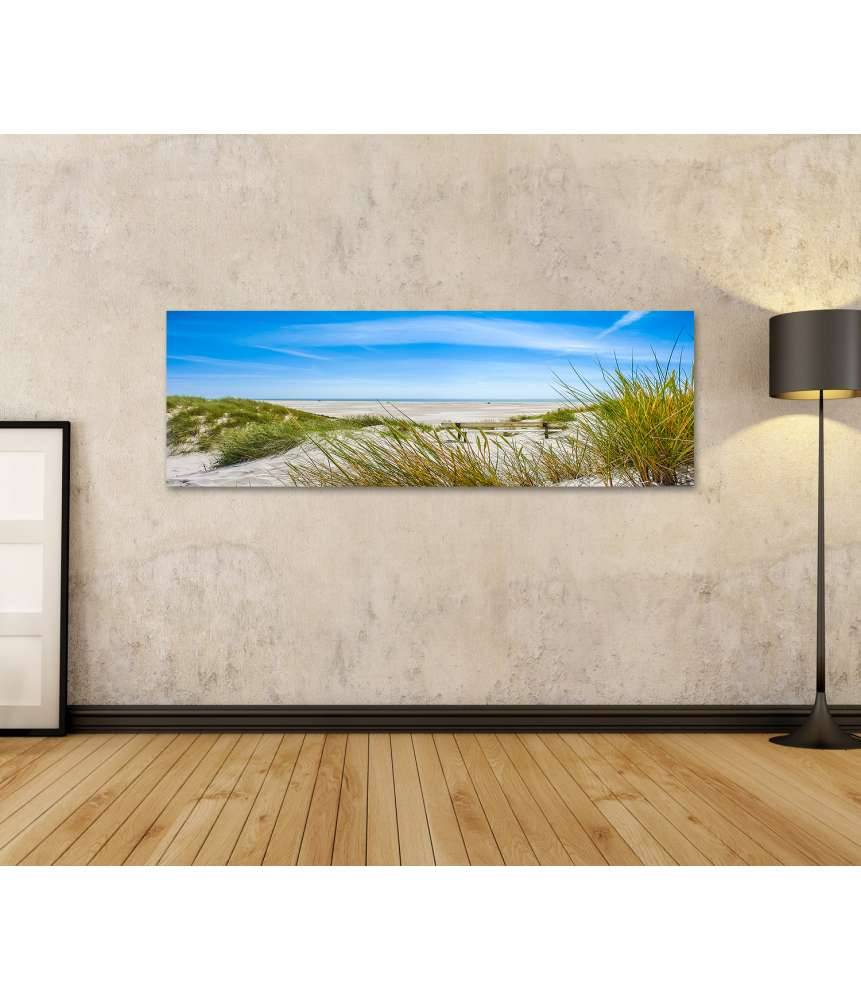 Islandburner Bild auf Leinwand Atemberaubendes Wandbild von Dünen und Strand auf Amrum, Nordsee Tägliche Deals