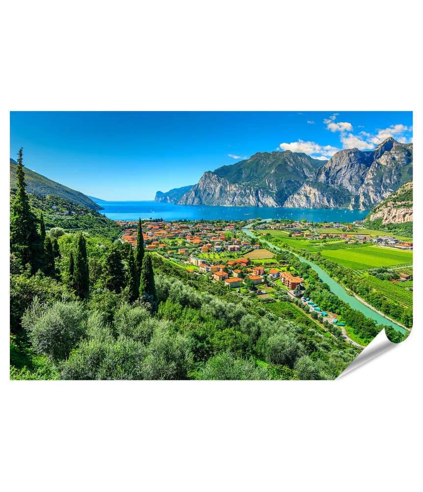 Islandburner Premium Poster Sonniger Tag am Gardasee, Torbole, Italien: Wandbild des Sarca Flusses Bis zu 65% Rabatt