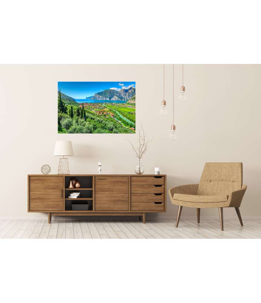 Islandburner Premium Poster Sonniger Tag am Gardasee, Torbole, Italien: Wandbild des Sarca Flusses Bis zu 65% Rabatt
