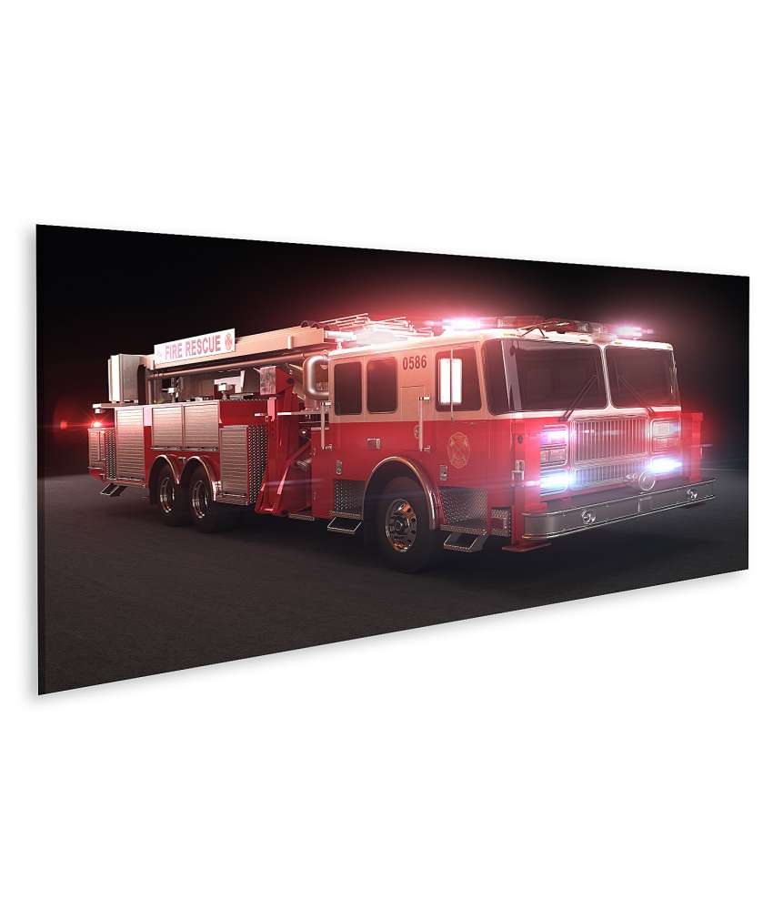 Islandburner Bild auf Leinwand Lebhaftes Wandbild eines Feuerwehrautos mit Lichtern fürs Kinderzimmer Riesige Rabatte