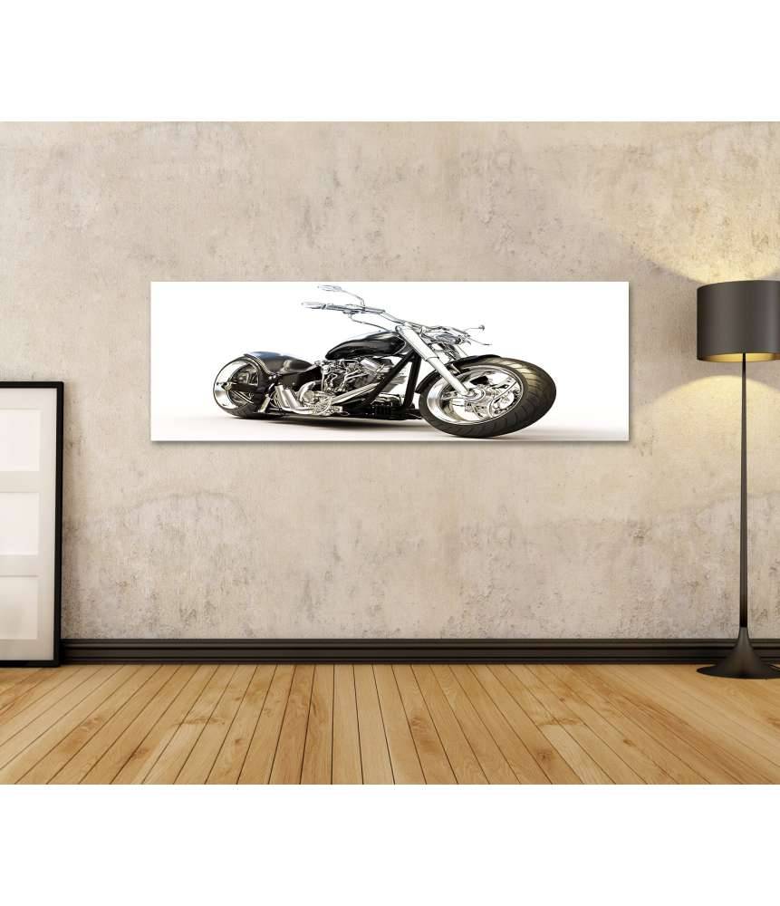 Islandburner Bild auf Leinwand Chopper-Motorrad auf reinweißem Hintergrund als Wandbild 50% Rabatt mit kostenlosem Versand