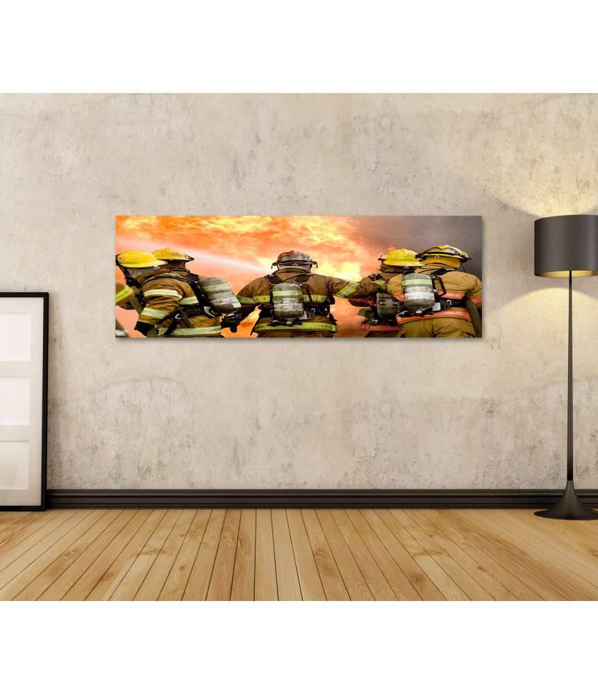 Islandburner Bild auf Leinwand Dynamisches Wandbild von Feuerwehrleuten in Aktion Clearance-Verkauf