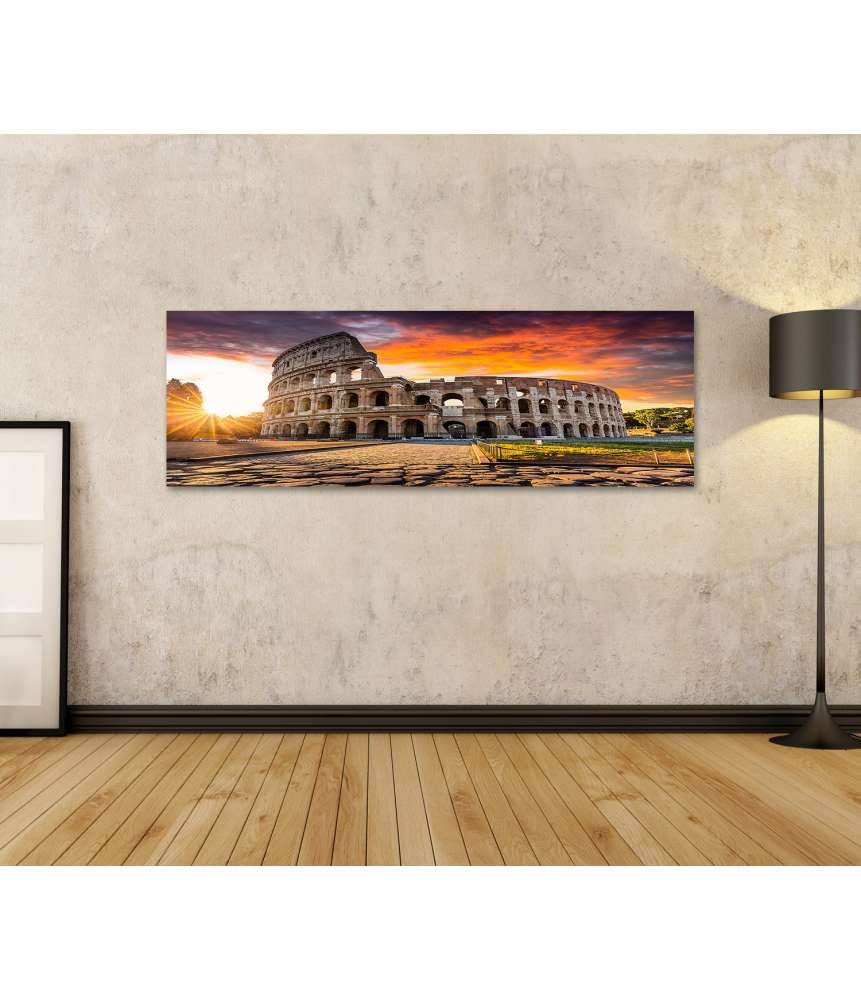 Islandburner Bild auf Leinwand Sonnenaufgang über dem Kolosseum in Rom, Italien - Sommerurlaubszene Black Friday Preise