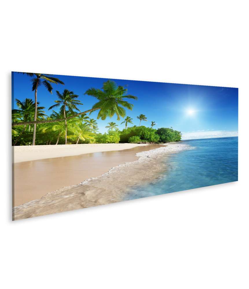 Islandburner Bild auf Leinwand Tropische Karibikinsel mit azurblauem Meer und üppigen Palmen