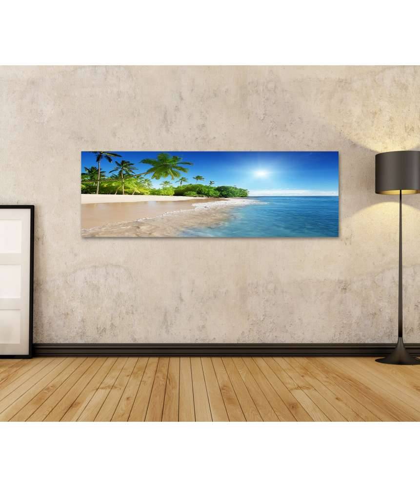 Islandburner Bild auf Leinwand Bild von einem idyllischen karibischen Meer mit hübschen Palmen Verkauf