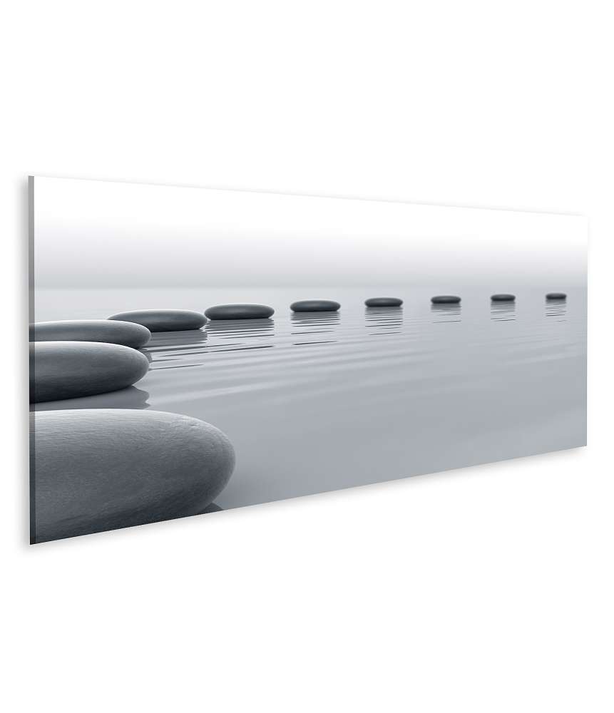 Islandburner Bild auf Leinwand Zen-Steine formen einen meditativen Kreis im Wasser - Spa-Wandbild Angebote