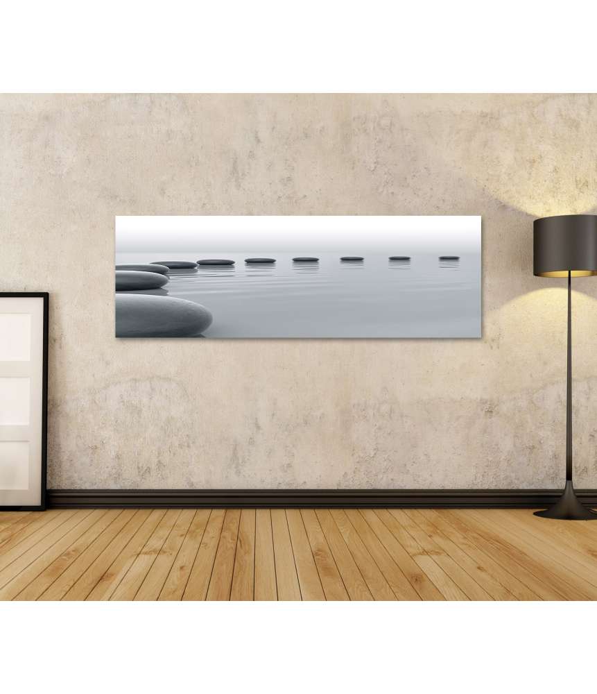 Islandburner Bild auf Leinwand Zen-Steine formen einen meditativen Kreis im Wasser - Spa-Wandbild Angebote