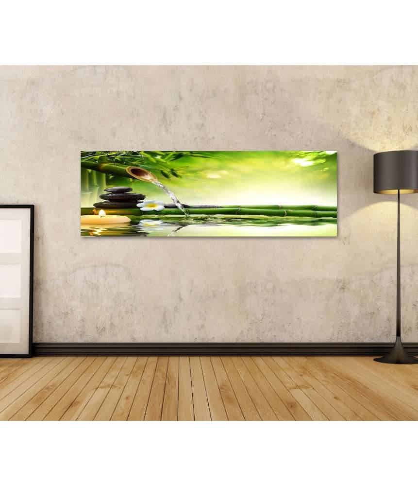 Islandburner Bild auf Leinwand Zen-Garten mit fließendem Wasser und harmonisch arrangierten Spa-Steinen im Angebot