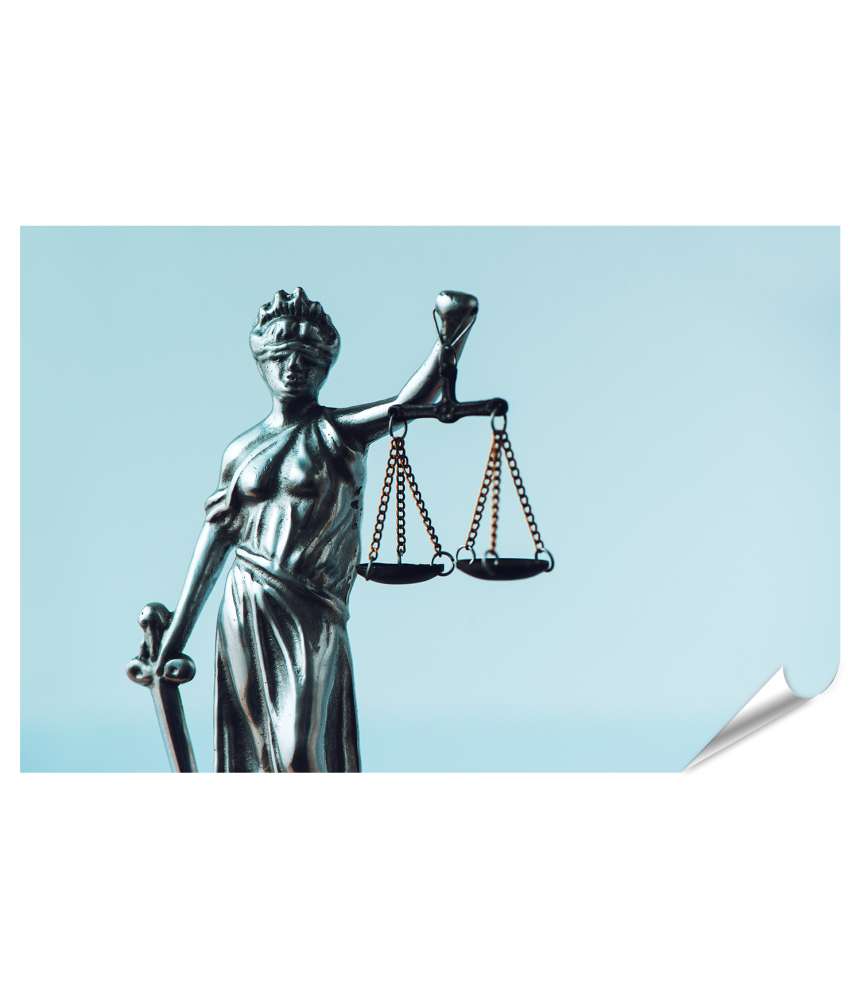Islandburner Premium Poster Darstellung der Justitia, Symbol der Gerechtigkeit, als Wandbild Rabatt