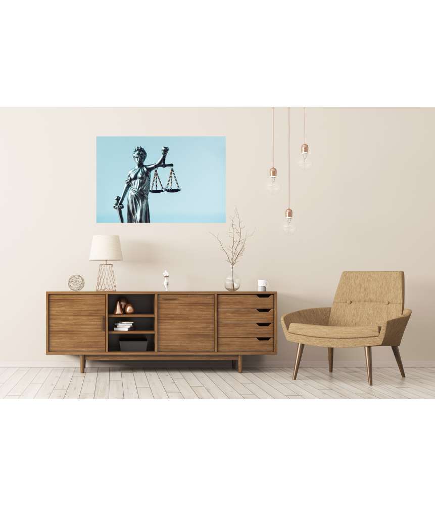 Islandburner Premium Poster Darstellung der Justitia, Symbol der Gerechtigkeit, als Wandbild Rabatt