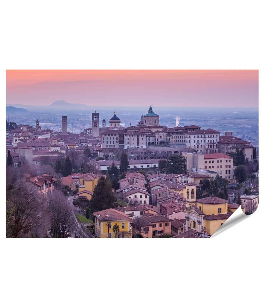 Islandburner Premium Poster Luftaufnahme der historischen Türme in Bergamo, Lombardei, Italien Großer Ausverkauf