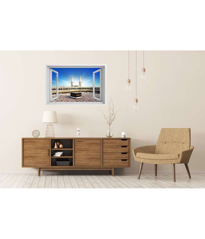 Islandburner Premium Poster Beeindruckendes Wandbild: Fensterblick auf die Kaaba, Mekka, Saudi Arabien Flash Sale