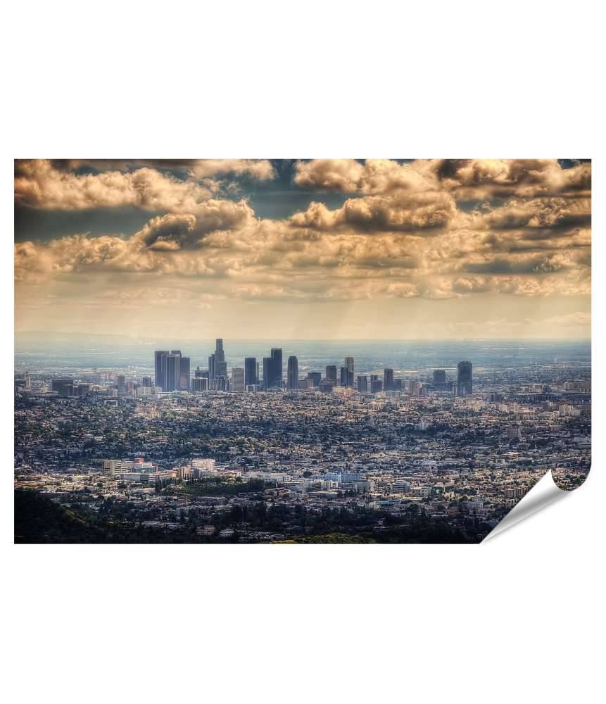 Islandburner Premium Poster 2015er Wandbild von Los Angeles, aufgenommen vom Hollywood Hill
