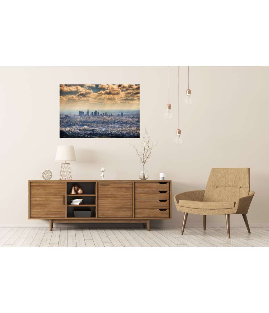 Islandburner Premium Poster 2015er Wandbild von Los Angeles, aufgenommen vom Hollywood Hill Online Shopping