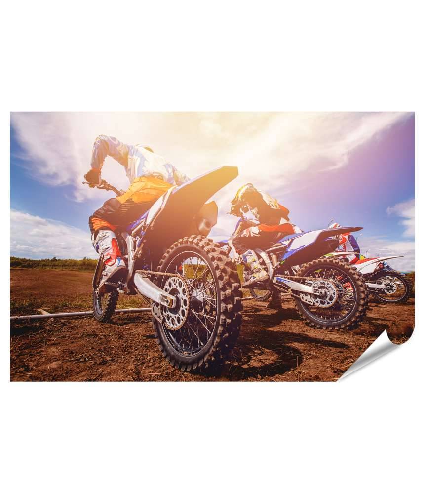 Islandburner Premium Poster Dynamisches Wandbild eines Dirtbike-Teams beim Motocross-Rennen
