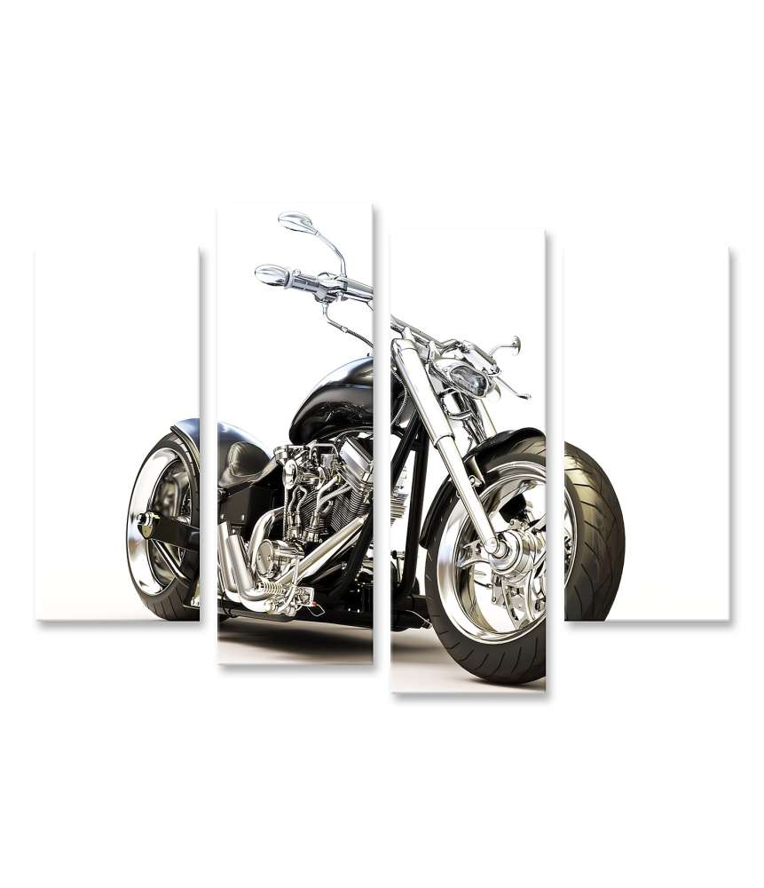 Islandburner Bild auf Leinwand Chopper-Motorrad auf reinweißem Hintergrund als Wandbild
