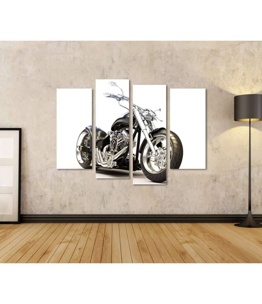 Islandburner Bild auf Leinwand Chopper-Motorrad auf reinweißem Hintergrund als Wandbild Heißer Verkauf