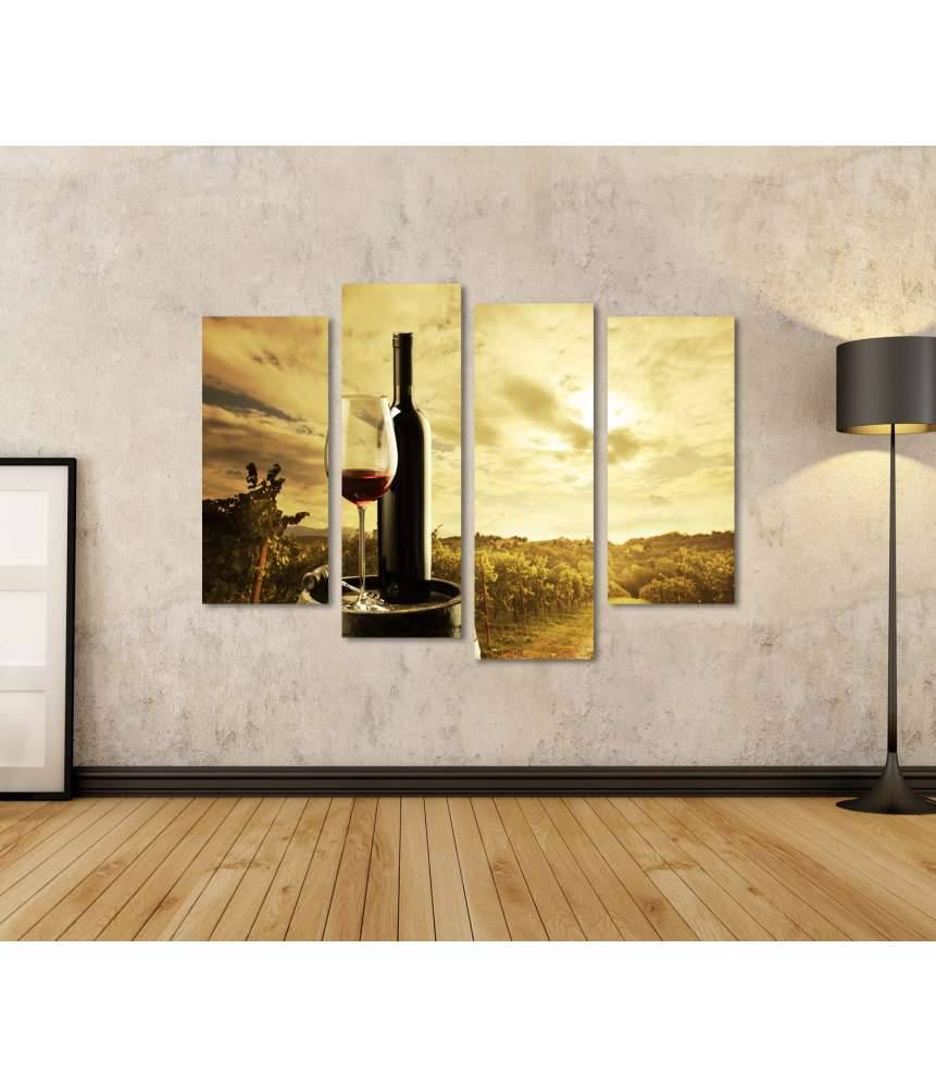 Islandburner Bild auf Leinwand Rotweinflasche und Weinglas auf einem Weinfass dargestellt Top Angebot