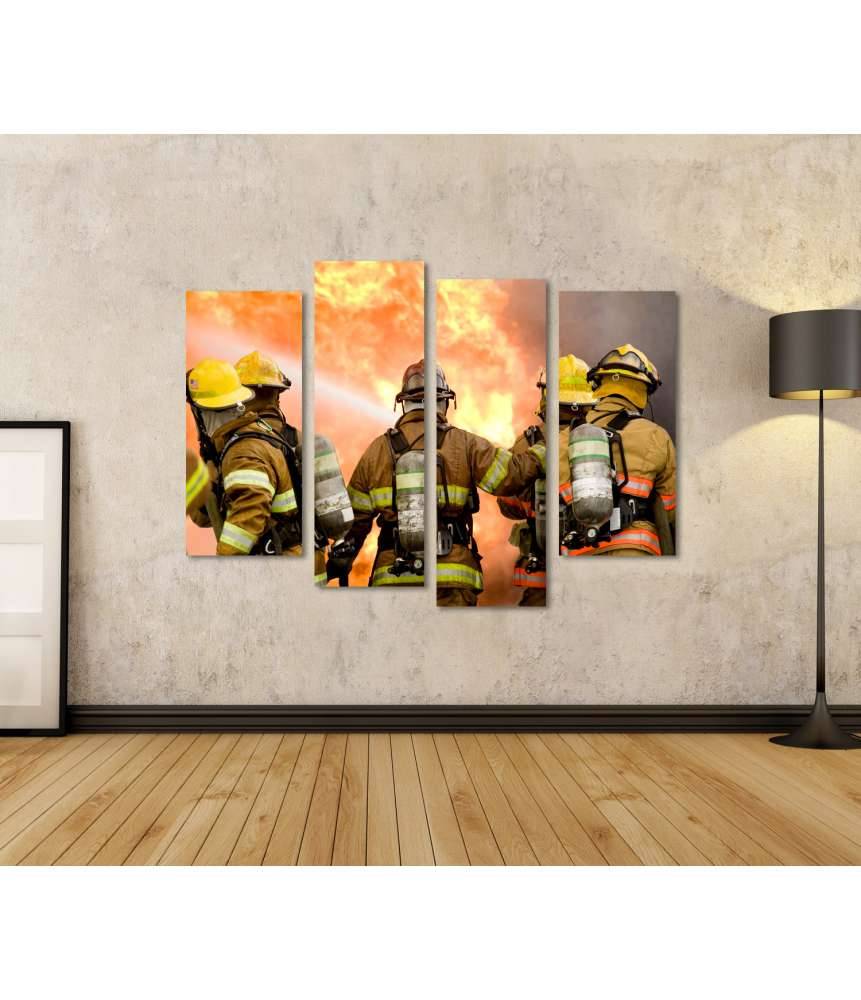Islandburner Bild auf Leinwand Dynamisches Wandbild von Feuerwehrleuten in Aktion Neueste Mode