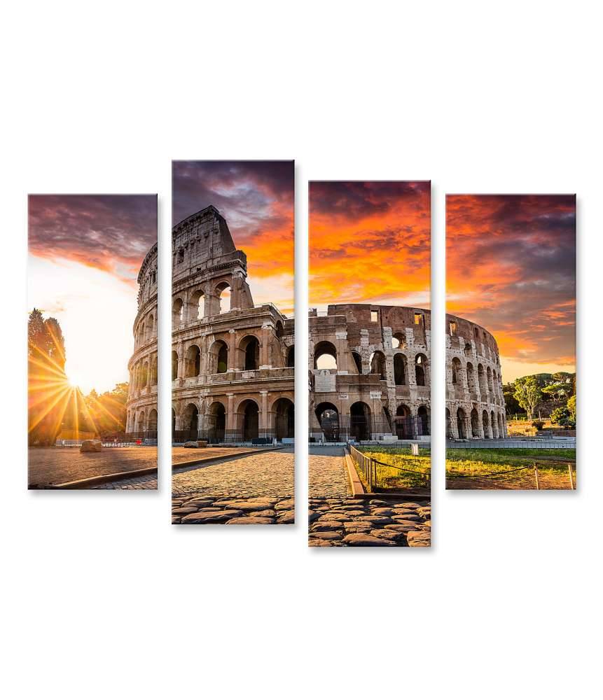 Islandburner Bild auf Leinwand Sonnenaufgang über dem Kolosseum in Rom, Italien - Sommerurlaubszene Blitzangebot