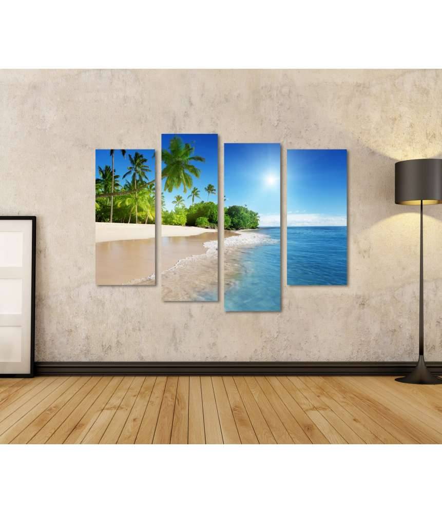 Islandburner Bild auf Leinwand Tropische Karibikinsel mit azurblauem Meer und üppigen Palmen Neuheiten