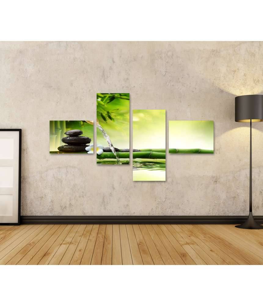 Islandburner Bild auf Leinwand Zen-Garten mit fließendem Wasser und harmonisch arrangierten Spa-Steinen Räumungsverkauf