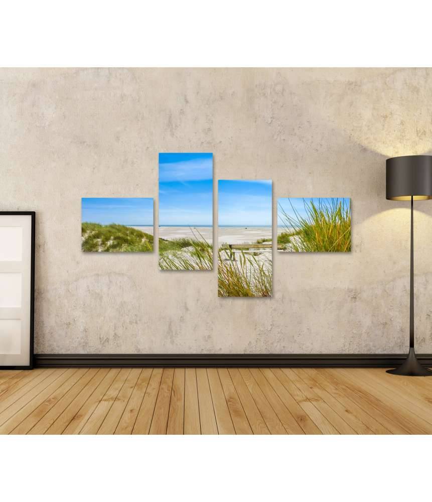Islandburner Bild auf Leinwand Atemberaubendes Wandbild von Dünen und Strand auf Amrum, Nordsee Riesige Ersparnisse
