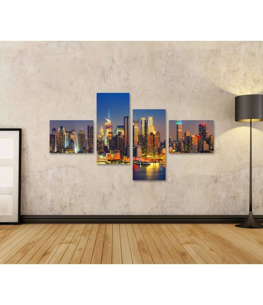 Islandburner Bild auf Leinwand Nachtlicher Blick auf Manhattan, New York, USA Kostenlose Rückgabe