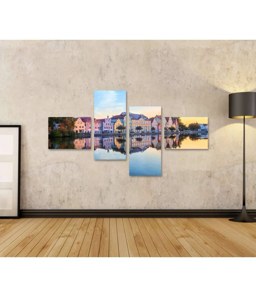 Islandburner Bild auf Leinwand Gotische Häuser an der Isar in der Altstadt von Landshut, Bayern, Deutschland JETZT KAUFEN