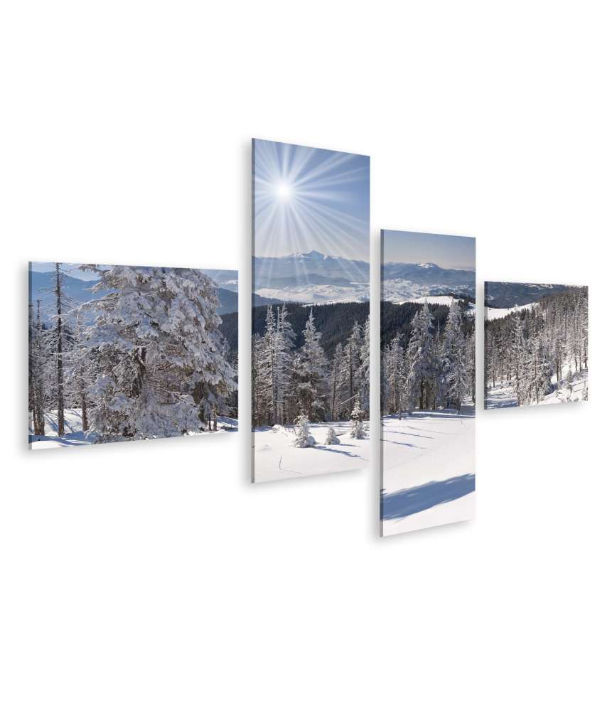 Islandburner Bild auf Leinwand Malerische Winterlandschaft in majestätischen Bergen Neueste Stile