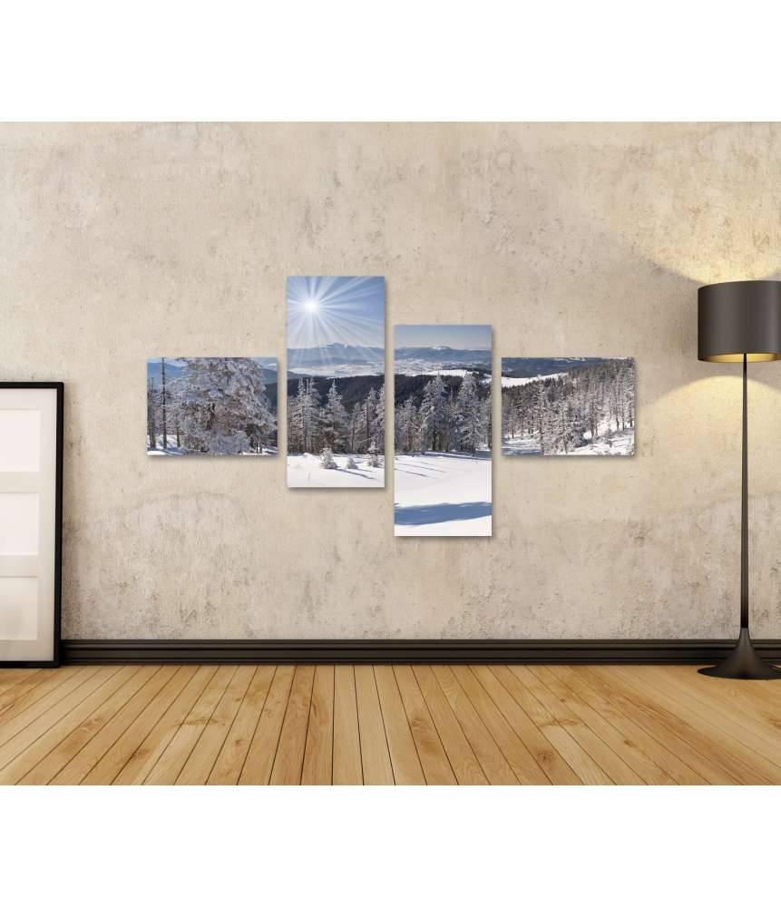 Islandburner Bild auf Leinwand Malerische Winterlandschaft in majestätischen Bergen Neueste Stile