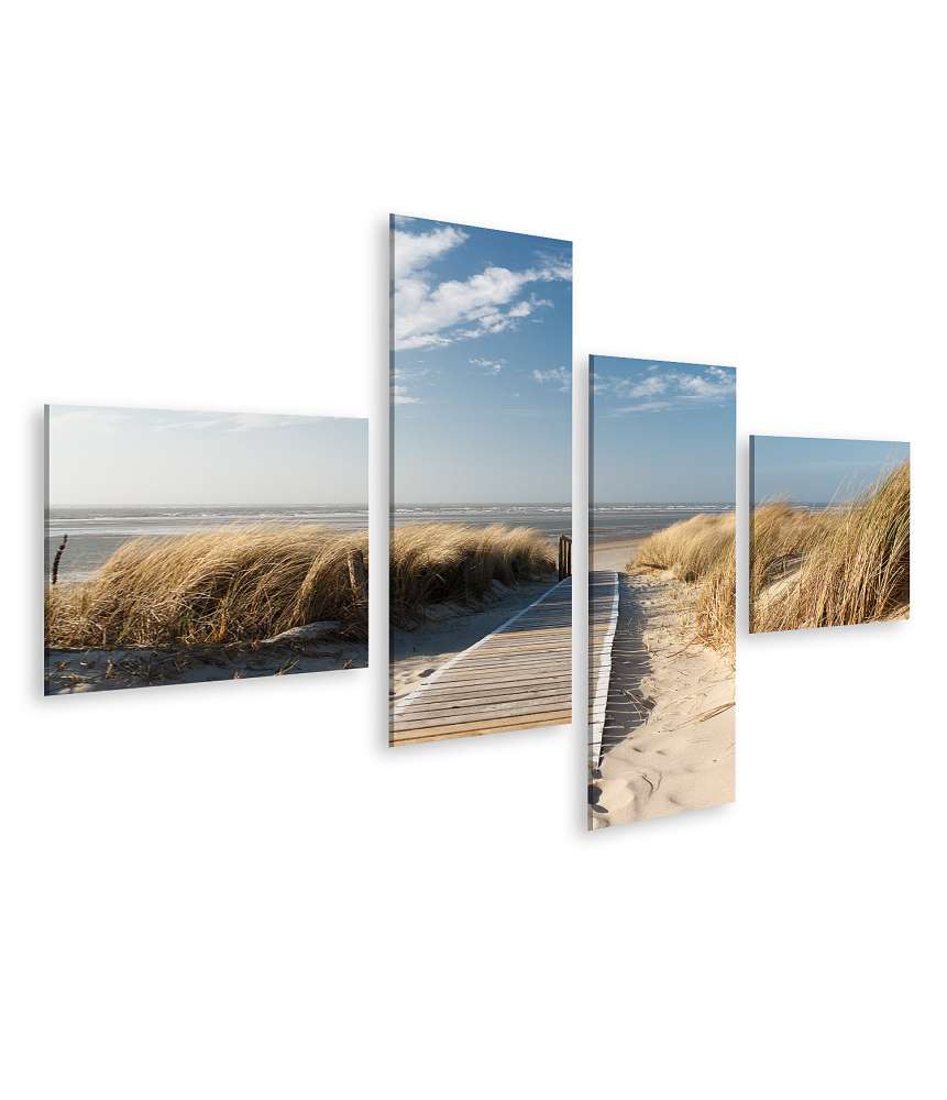 Islandburner Bild auf Leinwand Weg durch Dünen auf Langeoog zum Nordsee-Strand - Wandbild