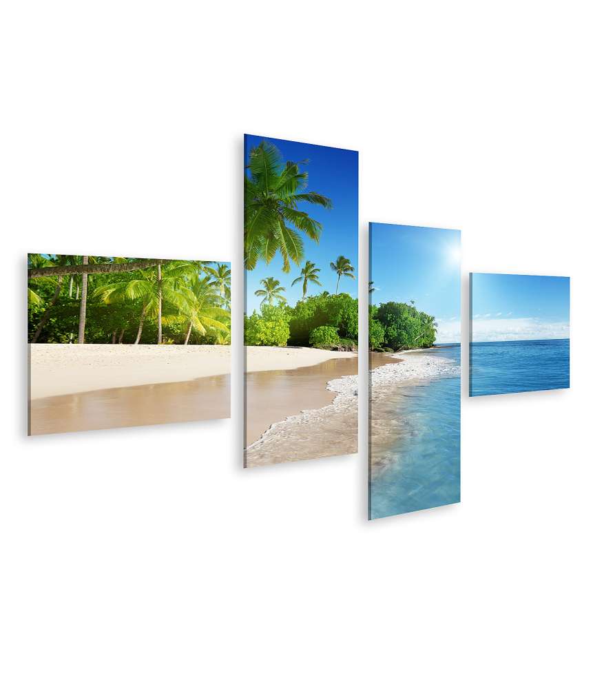 Islandburner Bild auf Leinwand Bild von einem idyllischen karibischen Meer mit hübschen Palmen Sonderangebot der Fabrik