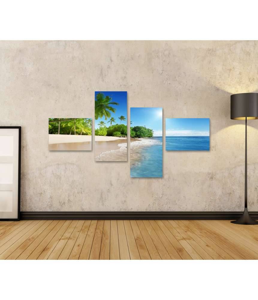 Islandburner Bild auf Leinwand Bild von einem idyllischen karibischen Meer mit hübschen Palmen Sonderangebot der Fabrik