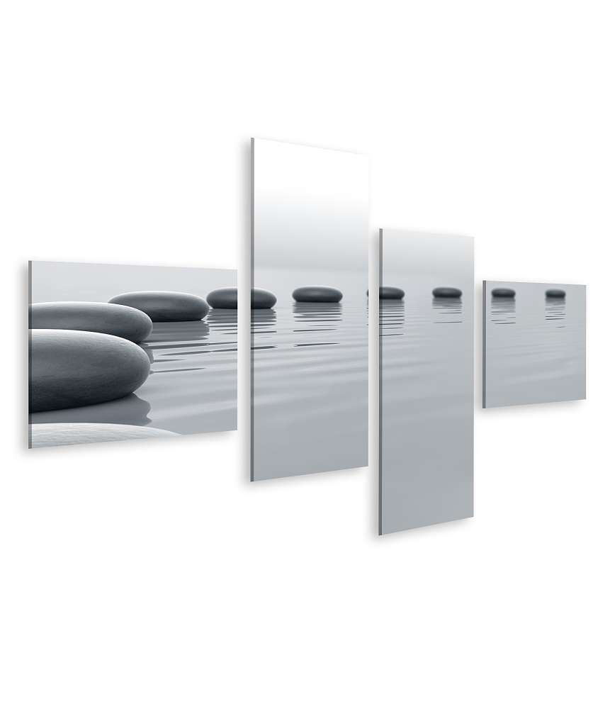 Islandburner Bild auf Leinwand Zen-Steine formen einen meditativen Kreis im Wasser - Spa-Wandbild Vierteljährliche Förderung