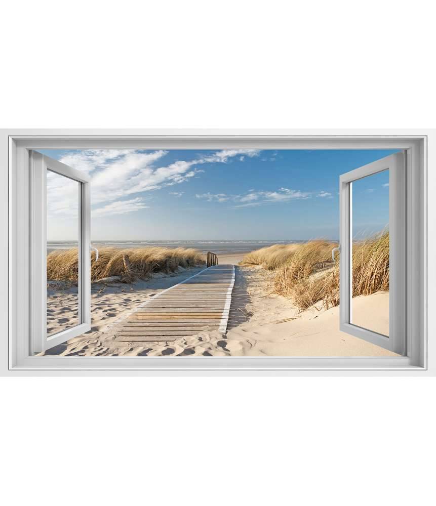 Islandburner Bild auf Leinwand Blick aus dem Fenster auf den Weg zum Strand von Langeoog 50% Rabatt mit kostenlosem Versand
