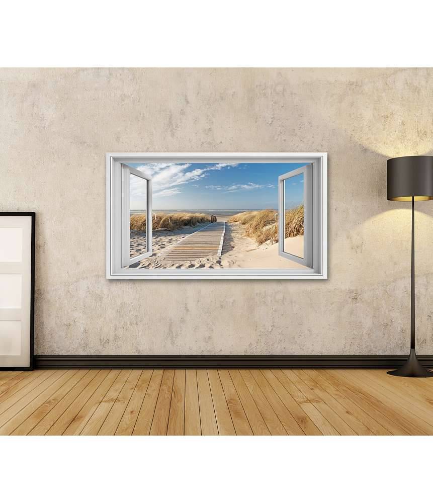 Islandburner Bild auf Leinwand Blick aus dem Fenster auf den Weg zum Strand von Langeoog 50% Rabatt mit kostenlosem Versand