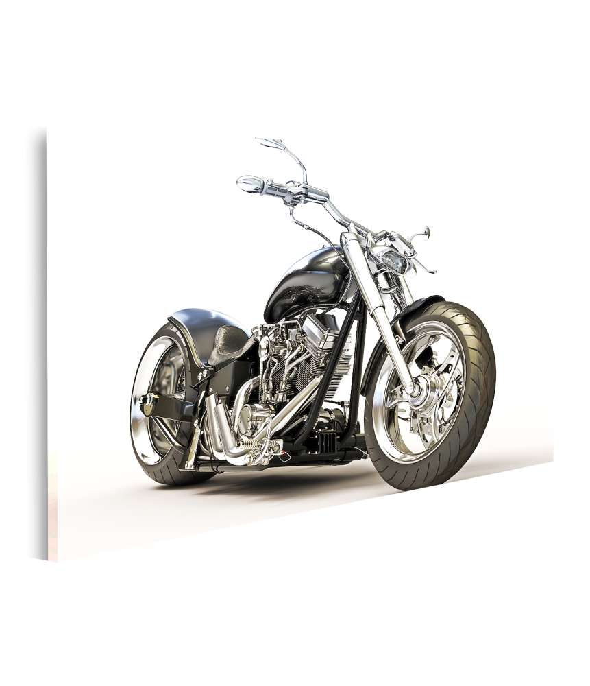 Islandburner Bild auf Leinwand Chopper-Motorrad auf reinweißem Hintergrund als Wandbild 50% Rabatt für begrenzte Zeit