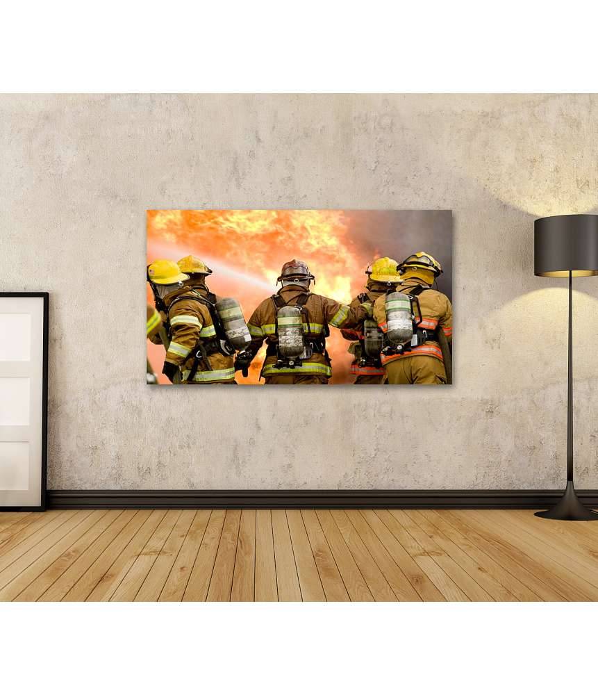 Islandburner Bild auf Leinwand Dynamisches Wandbild von Feuerwehrleuten in Aktion 2025