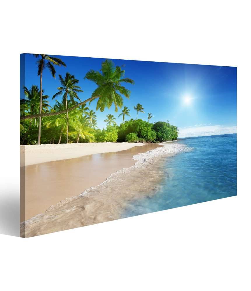 Islandburner Bild auf Leinwand Tropische Karibikinsel mit azurblauem Meer und üppigen Palmen